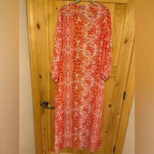 Elegant Orange Patterned Cover Up Tie Waist Size 6